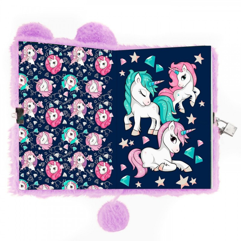 Pamiętnik pluszowy z kłódką Unicorn PPZKU Derform